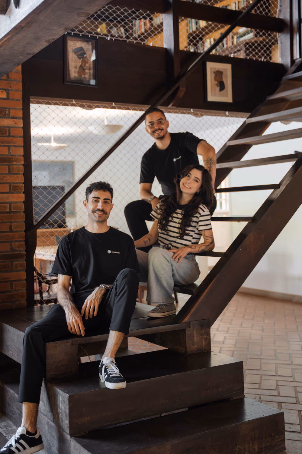 Vinicius Gabriel, Natália Mattioli Abatti e Murilo Lima, co-fundadores da HumanTrack